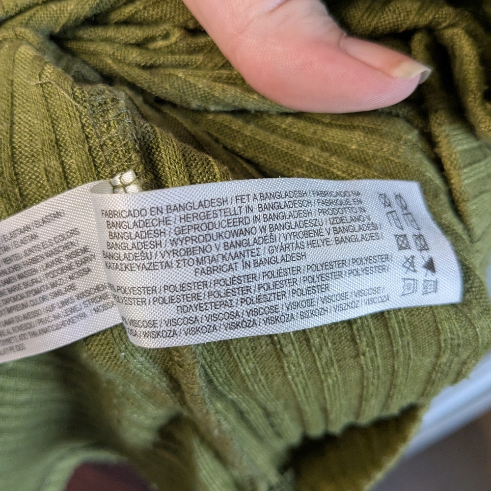 Primark Cares Olive Green Sleeveless Maxi Dresssize 8 Excellent Ribbed Knit - Picture 6 of 7